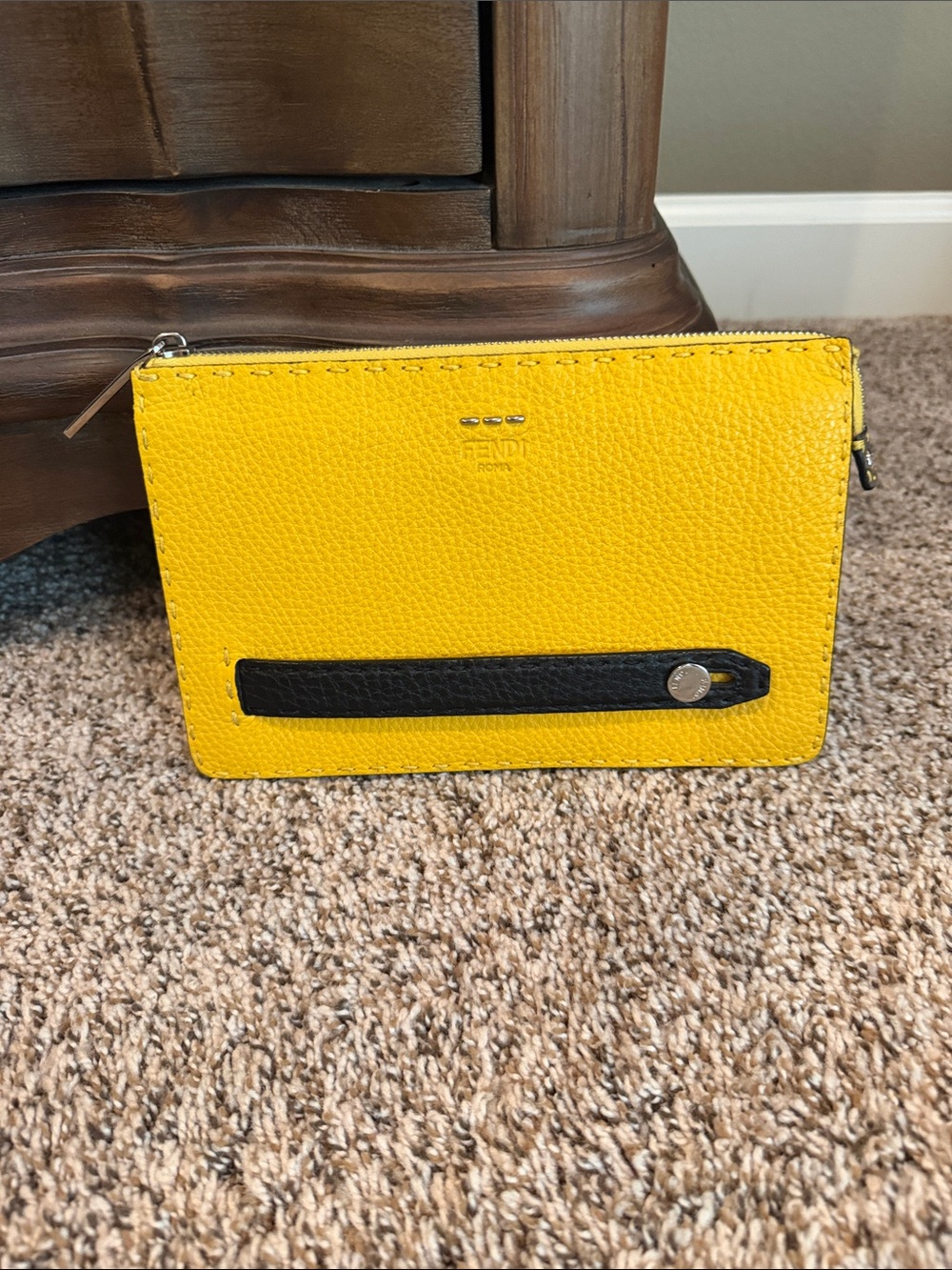 Fendi  Selleria Yellow Leather Clutch